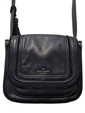 Kate Spade Pratt Street Small Rianne Crossbody Bag Black Goat Leather Cow Suede